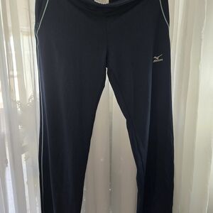 Mizuno Black Athletic Leggings with Navy Details